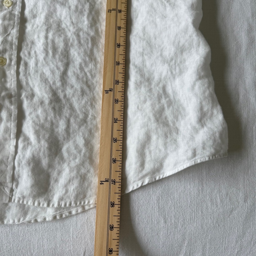 Ralph Lauren White 100% Linen Short Sleeve Button Down Custom Fit Shirt L - Picture 5 of 6